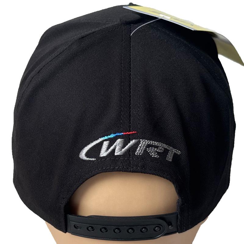 Off-Road Parkour Tricycle Racing Cap - Features two vertical stripes, numbers below, paw and English V on the sides.