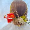 Calla Lily Orange Hair Ornament, Dried Flower, Mizuhiki (decorative Cord), Gold Leaf, for Coming-of-Age Ceremony, Traditional Japanese Attire,