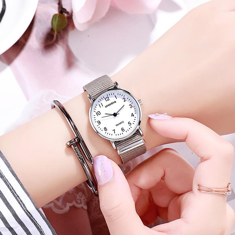 Wind Female Student Lady Watch Female Simple Temperament Girl Watch Small Fresh Girlfriend Woven Canvas