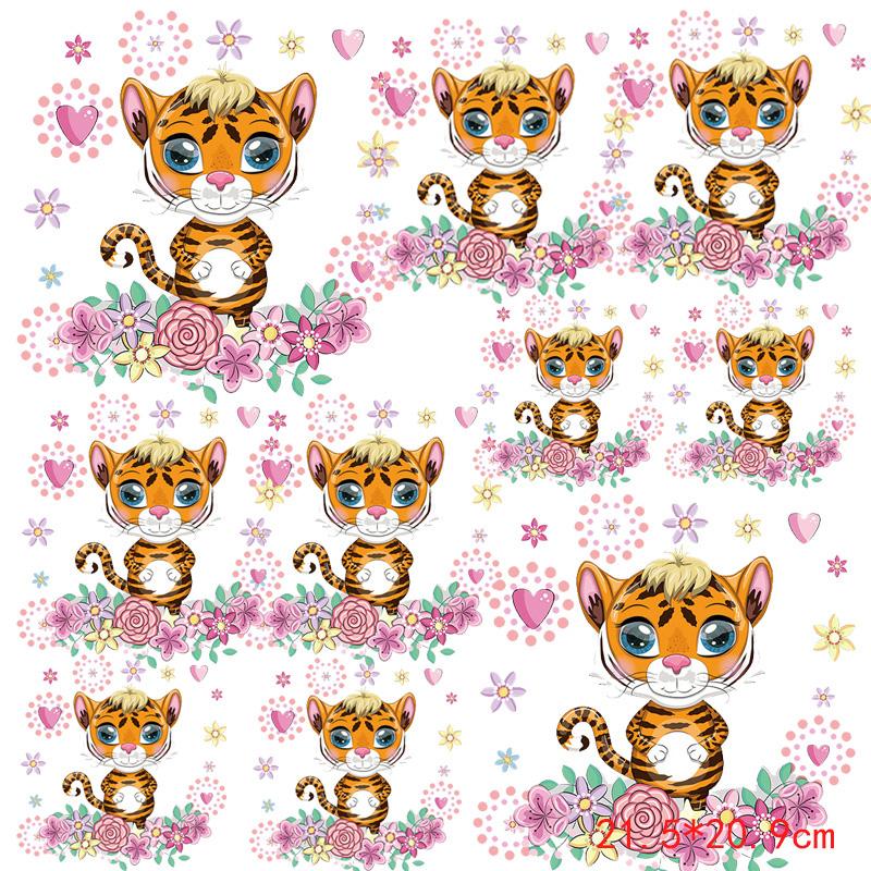 

Праджна 10 шт. Милые животные Термотрансфер тигр олень Аппликация животного Приутюживаемые переводы Нашивки для одежды DIY Мультяшные наклейки
