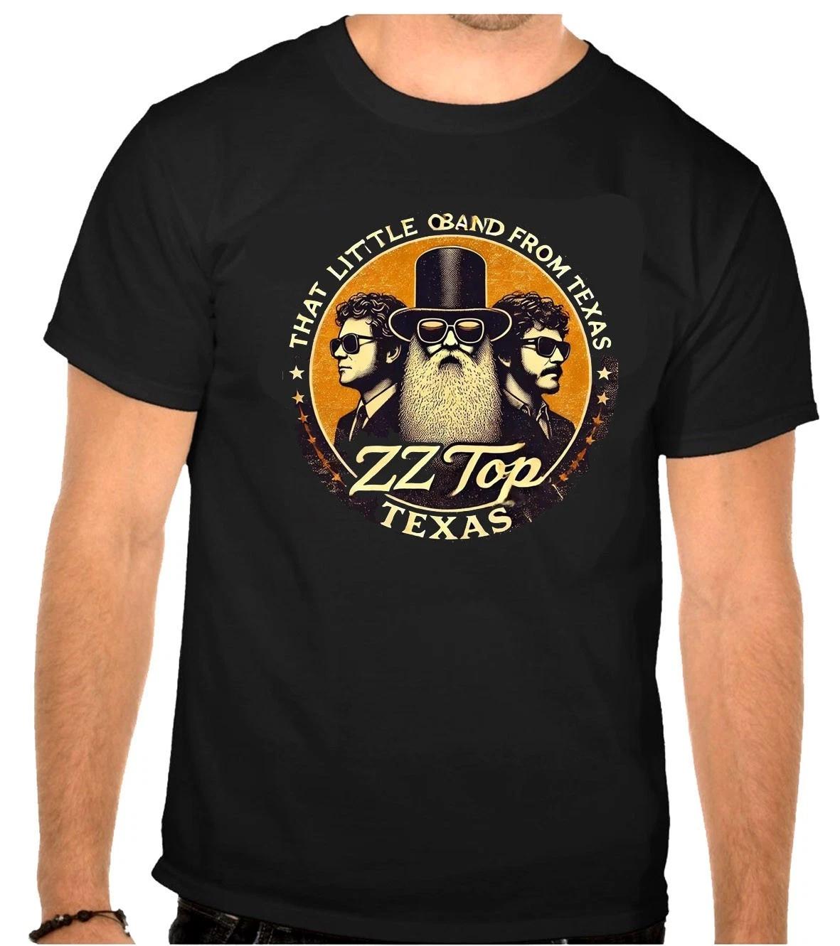 

ZZ TOP ZZTOP Логотип Рок-музыки Черная футболка -1365- 2XL