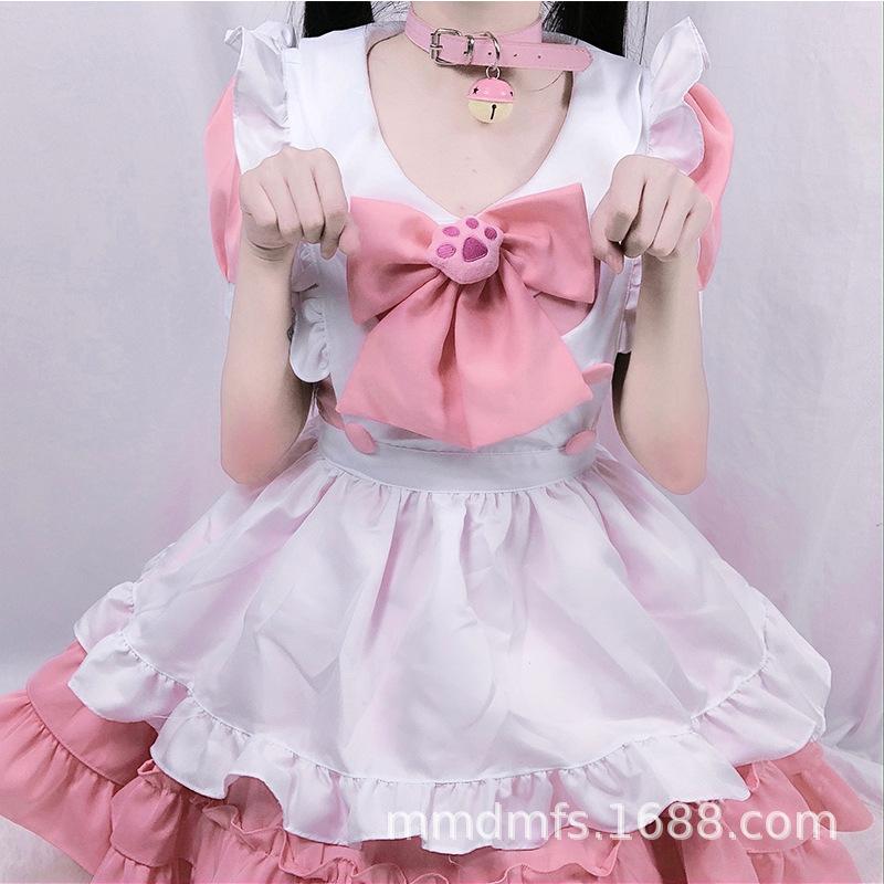 Новый розовый коготь кошки бант горничная горничная, костюм косплей Алисы, милый костюм для девочки, экспорт M