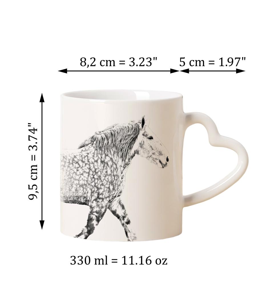 Percheron - cup with a horse, a cute cup with a heart-shaped handle, a universal gift from the Art-Dog brand