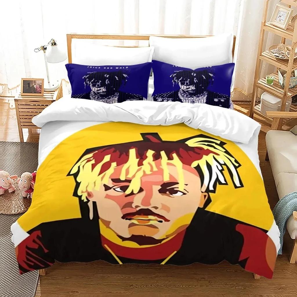 Nová posteľná súprava Juice Wrld Jednolôžková Twin Plná Queen King Size Hviezdy Juice Wrld Posteľná súprava Aldult Dieťa Spálňa Súpravy obliečky na paplón 3D 018