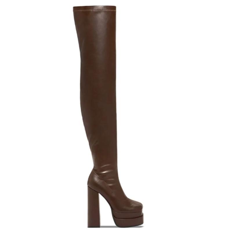 Fashion Platform High Heeled Women Over The Knee High Boots Brand Design Winter Fashion Sexy Elegant Walking Comfy Women Shoes