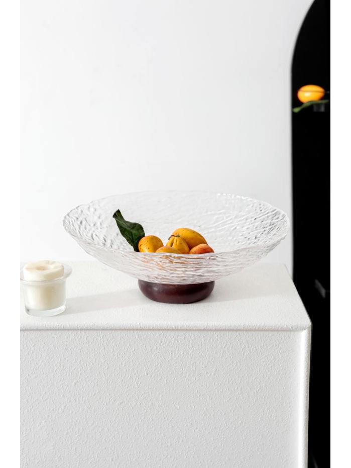 Luxury Glass Fruit Bowl for Coffee Table: High-End Reception Tray for Snacks, Nuts, and Dried Fruits.
