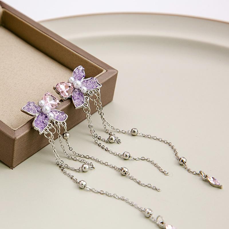 ZAKOL New Elegant Geometric Heart Crystal Long Drop Earrings For Women Cute Delicate Zircon Party Pendientes Zircon