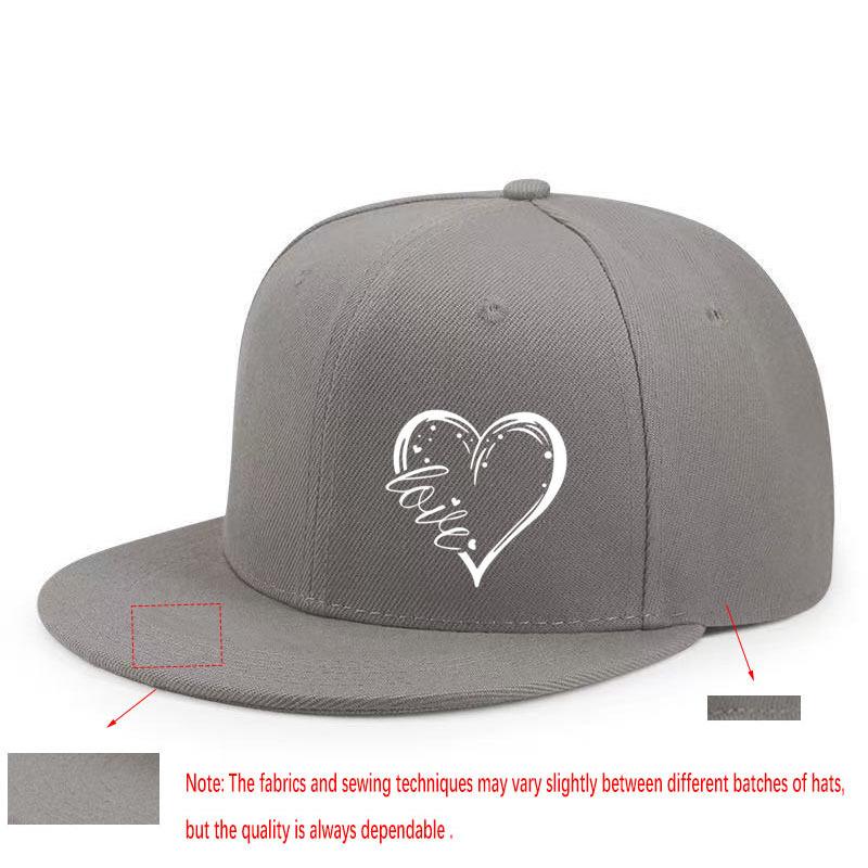 Single Love Design Printed Peaked Cap Urban Trend Hip-hop Unisex Versatile Simple Adjustable Flat Brim Hat
