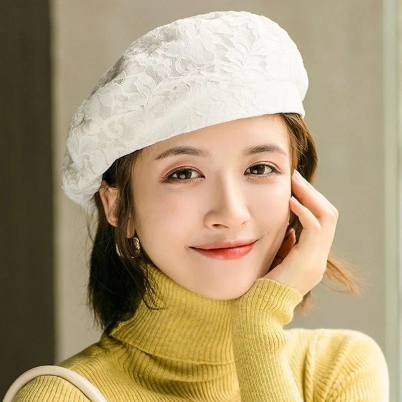 Ji Lace Beret Women's Autumn and Winter Versatile Painter's Hat British Bud Hat
