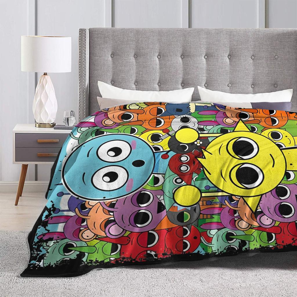Sprunki Team Funny Games Blanket  Flannel Funny Breathable Throw Blankets for Chair Covering Sofa Summer
