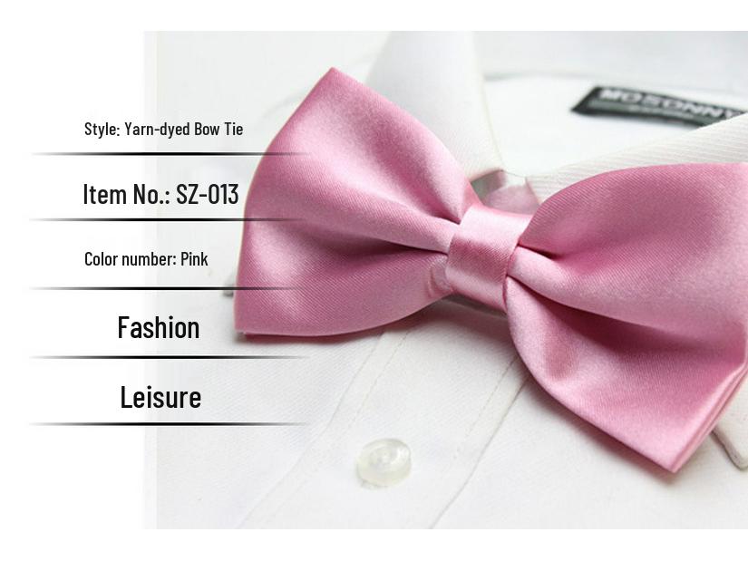 Solid Color Formal Wedding Bow Tie for Men - Customizable Logo and Multi-Color Options