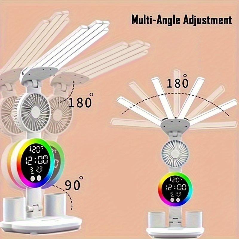 

1 Светодиодная настольная лампа с вентилятором, 3-ступенчатая регулировка яркости, питание от USB, без батареек, прочный ПВХ, ночник для глаз, портативный вентилятор, для студентов, электронный 1pc