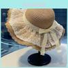 Summer Straw Hat With Lace Trim For Women Sun Protection Breathable Beach Hat For Vacation And Outdoors