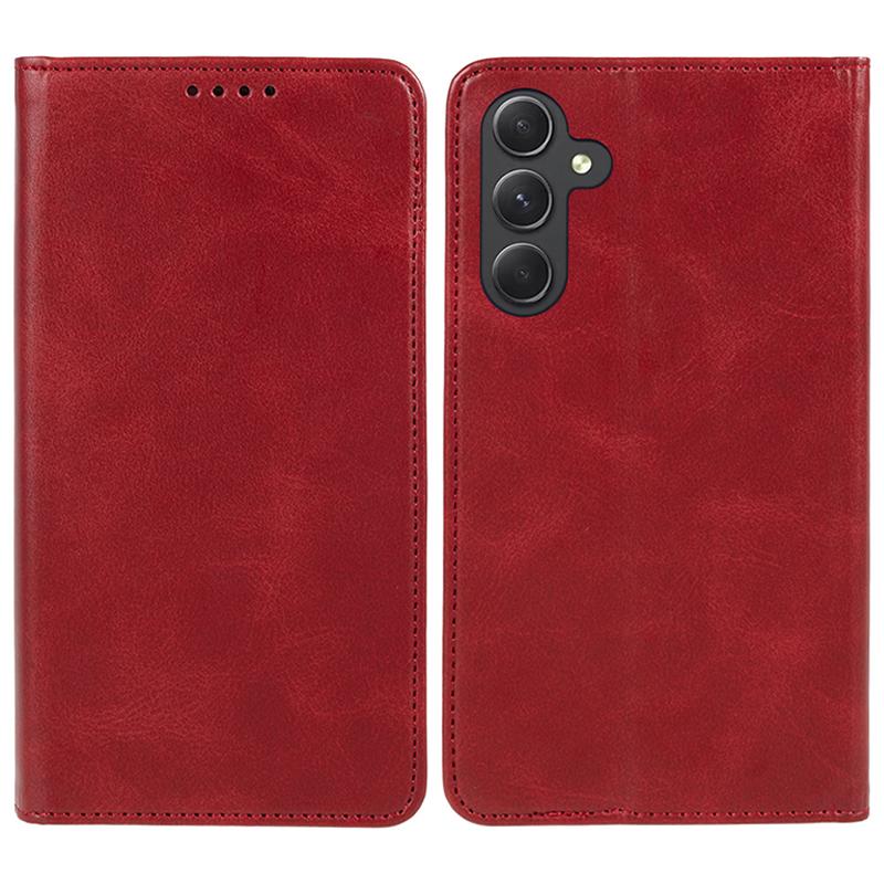 

Для Samsung Galaxy M35 5G чехол из телячьей кожи с текстурой чехол для телефона с полной защитой Folio Red