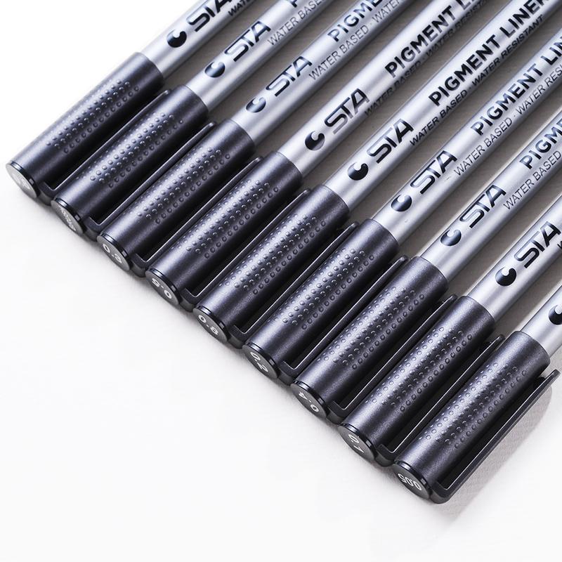 9Pcs Hand Painted Pens Waterproof Micro Line Pens Illustration Drawing Pens