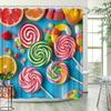 Candy Theme Shower Curtain - Creative Bright Pattern, Lively & Interesting Design, Polyester Bathroom Decor, 12 Hooks
