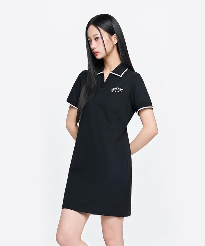 Emelbi Women'S Basic Lettering Pique Dress Ny (Black)