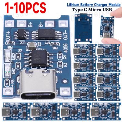 1-10PCS TP4056 Lithium Battery Charger Module 1A Portable Battery Charger Panel Type C Micro USB 4.5V-5V for Lithium Batteries