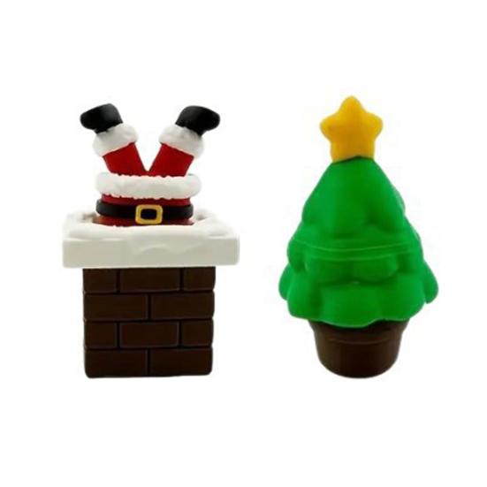 Yousheng 1/2/3/4Pcs 3D Printed Christmas Figurine Santa Snowman Star Topper Xmas Tree Gift Box Statue Holiday Party Decoration Ornament