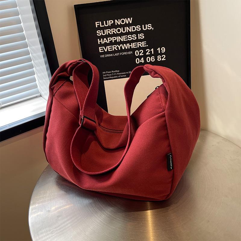Canvas bag corduroy new wide shoulder strap messenger bag large capacity commuter dumpling bag single shoulder ins wind