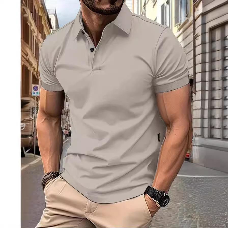 Men's Summer Solid Color Top Popular Fashion Short Sleeves Slim Fit European and American Short Sleeves