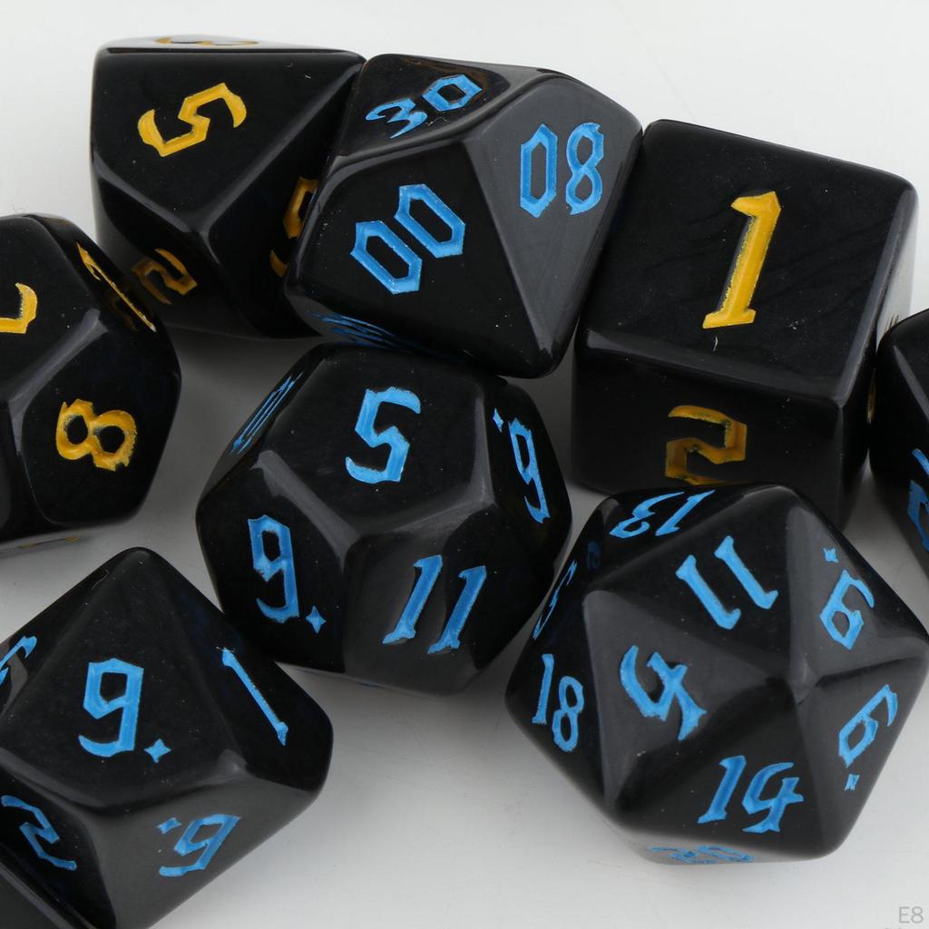 14 Pieces Polyhedral Dices Set Acrylic D4-d20 Game Playing Multi Sided for