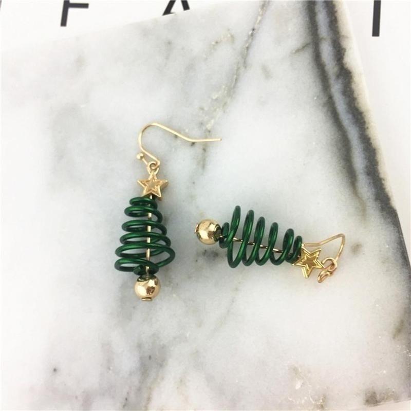 Fashionable Christmas Tree Bell Earrings Alloy Christmas Series Jewelry Earrings Women's Creative Christmas Tree Earring Gift