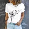 High quality loose and comfortable short-sleeved top summer trend casual women's T-shirt fashion simple dandelion print T
