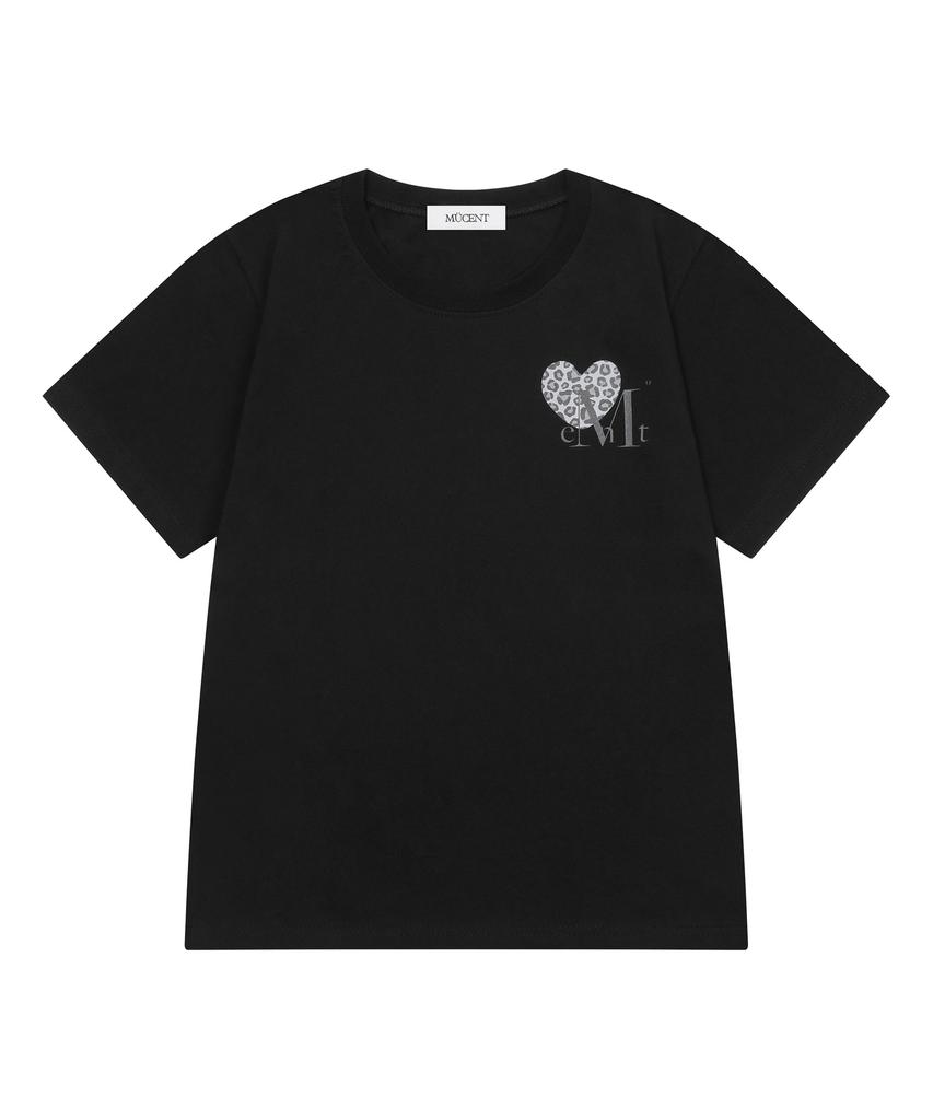 MUCENT Sierra Leopard Heart Small Logo Short Sleeve T-Shirt (2 Colors)