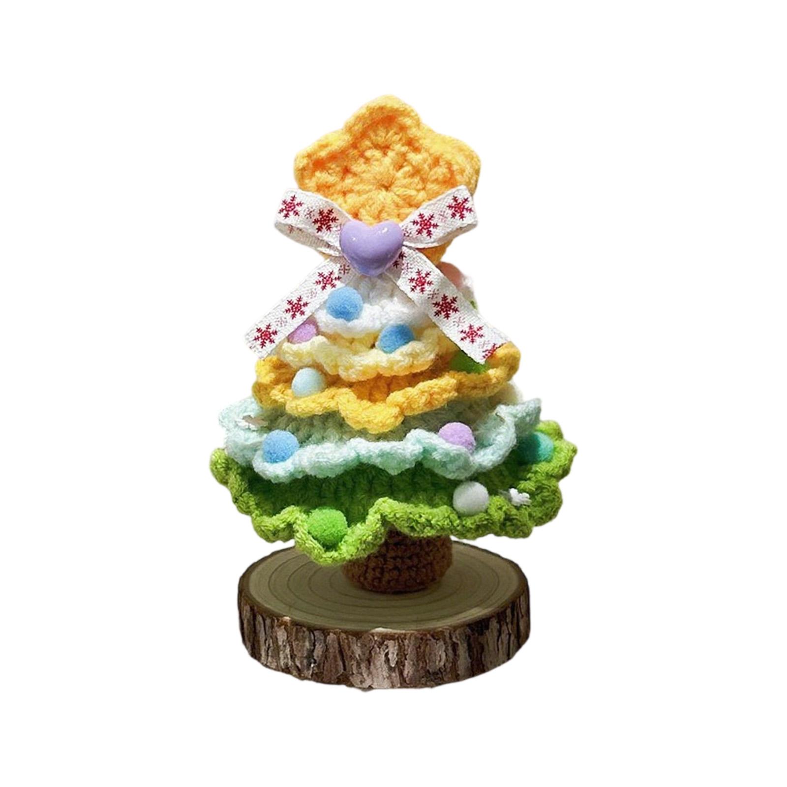 

New Christmas Decorations With Hand-woven Yarn And Crochet Small Christmas Tree Desktop Ornaments Scene Arrangement One Size