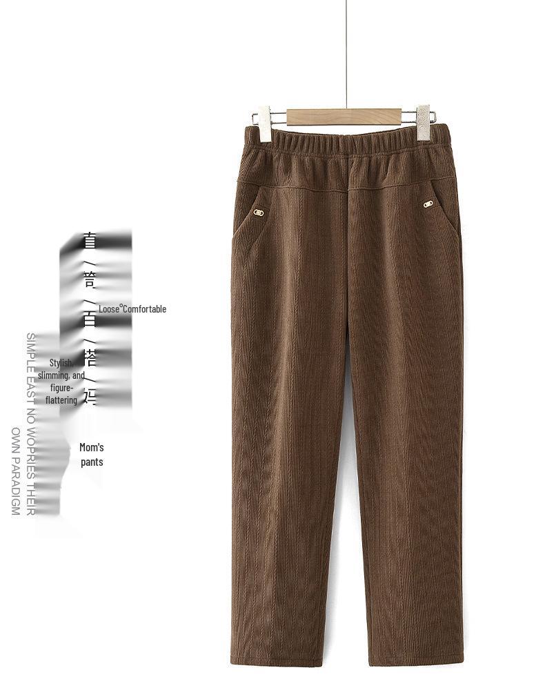 Mom's Spring Straight-Leg Elastic Pants for Middle-Aged Women - Plus Size Casual Fit