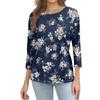 Women's Casual Floral Print Three Quarter Sleeve Crew Neck Top Lightweight Soft Fabric Comfortable Fit Daily Wear