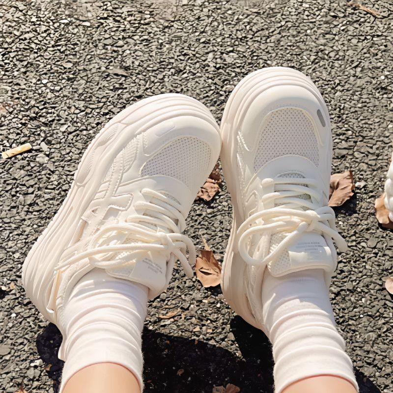 Women S Summer Breathable Casual Sneakers White Platform Shoes For Skirts