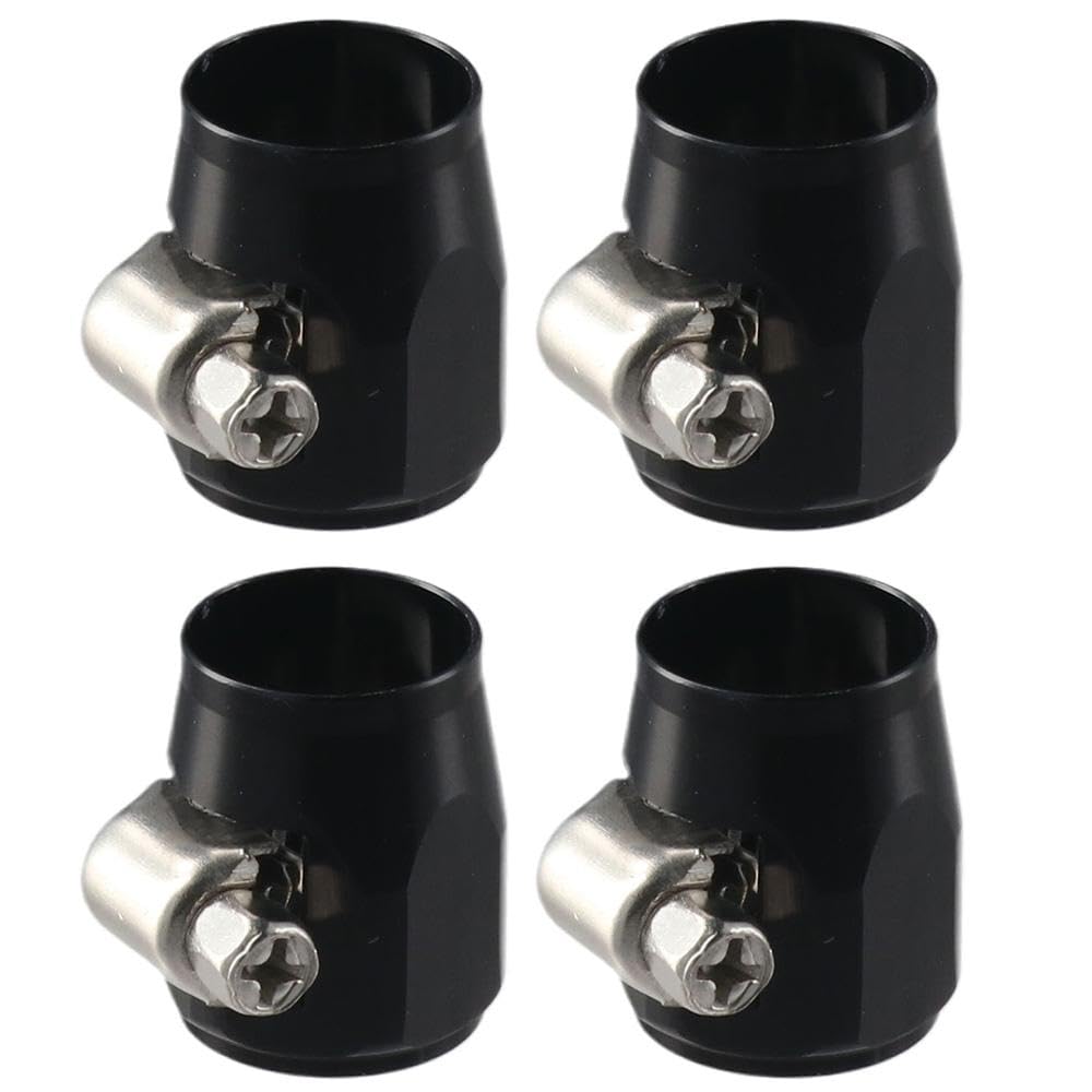 4pcs 6AN Hex Hose Finisher Clamp Black Hose Connector Hose