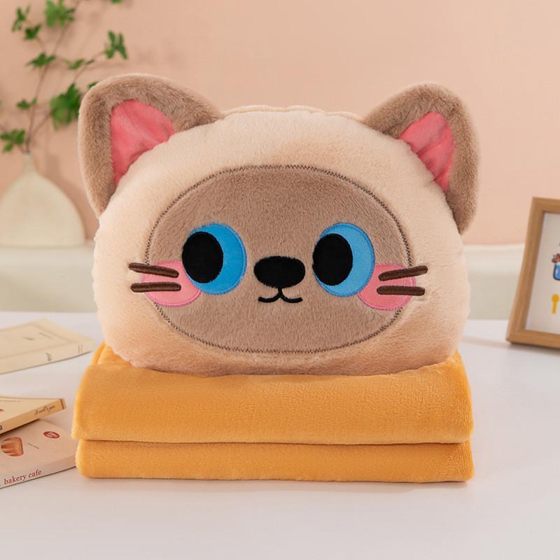Cartoon Cat Plush Pillow Blanket With Soft Pp Cotton For Home Comfort And Giftgiving
