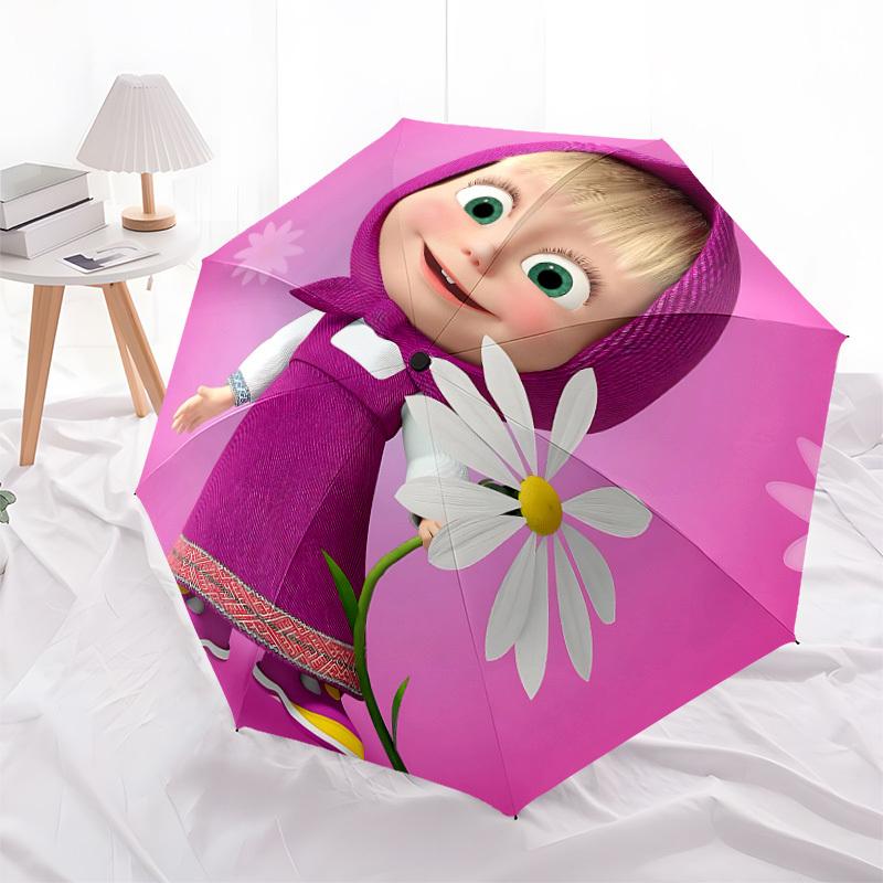 1pc Masha Automatic Folding Umbrella, Portable Collapsible Design, Casual Outdoor Accessory L1127070