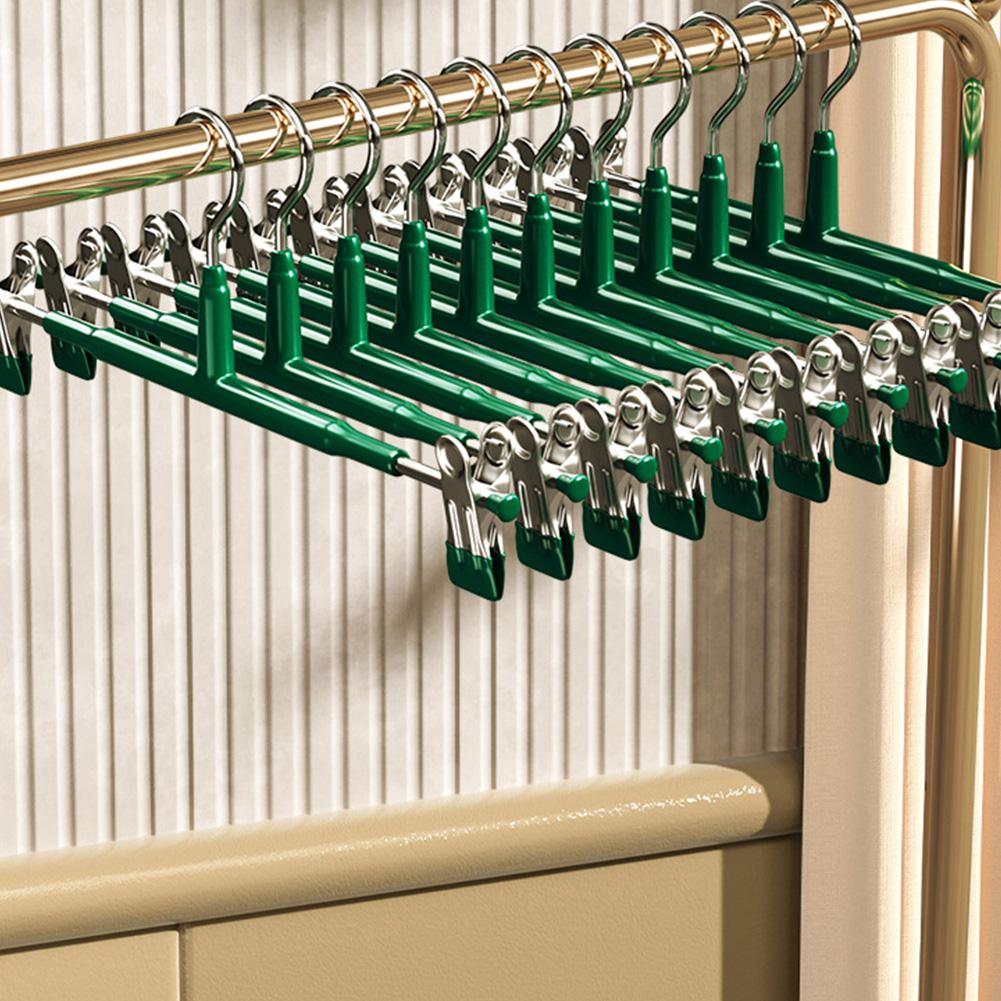 10PC Stainless Steel Trousers Rack Clip Adjustable Pinch Metal Anti-Slip Clothespin Wardrobe Pants Skirt Clamp Clothes Hanger