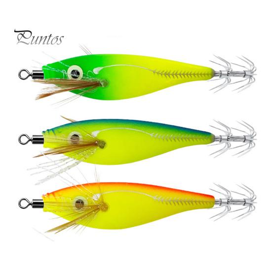 Squid Bait Luminous Fishing Lure with Steel Balls Wood Shrimp Cuttlefish Hard Bait for Sea Freshwater Fishing