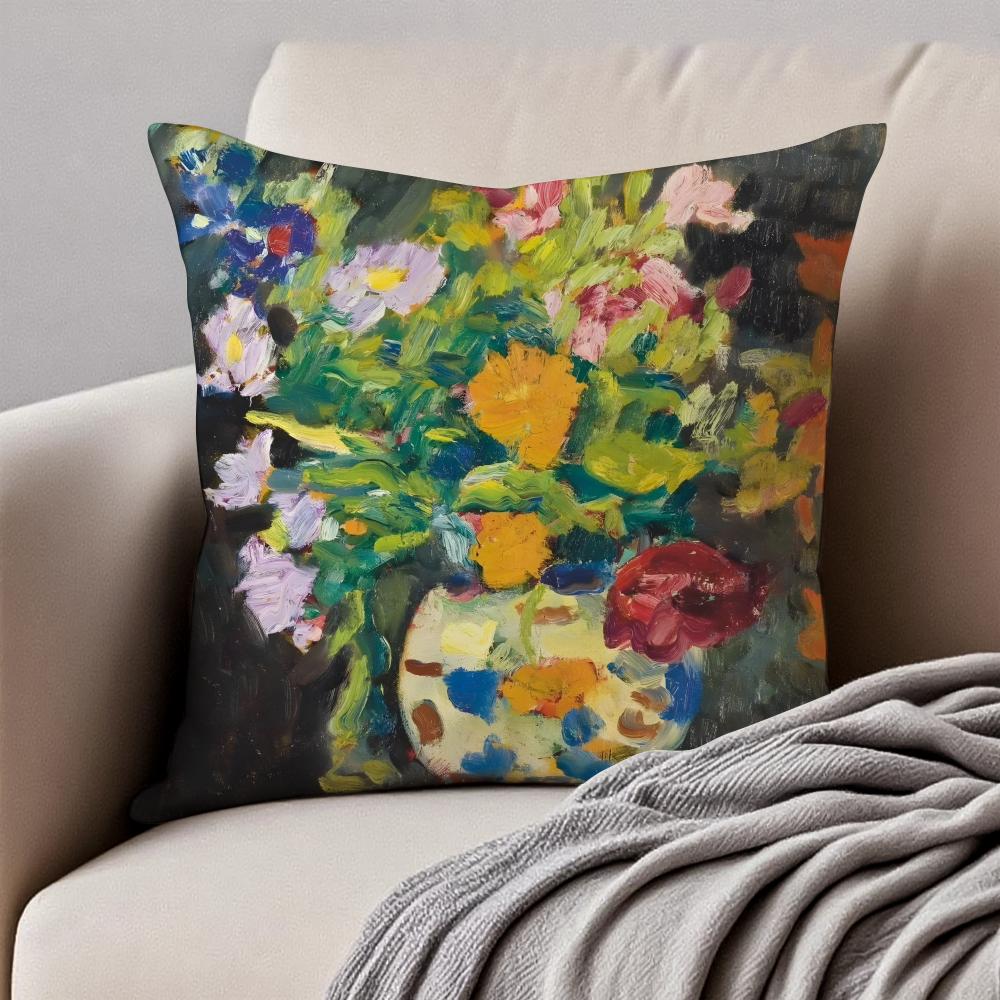 PostImpressionism LLouis Valtat Cushion Cover Pillowcase Antidustmite Invisible Zipper Short Plush Sofa Cushion
