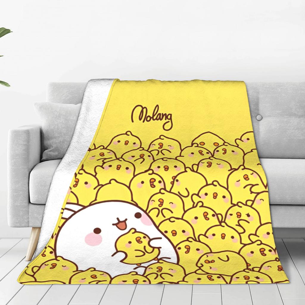 M-Molangs with Piupiu Flannel Throw Blankets  Blankets for Bed Car Warm Bedspread,
