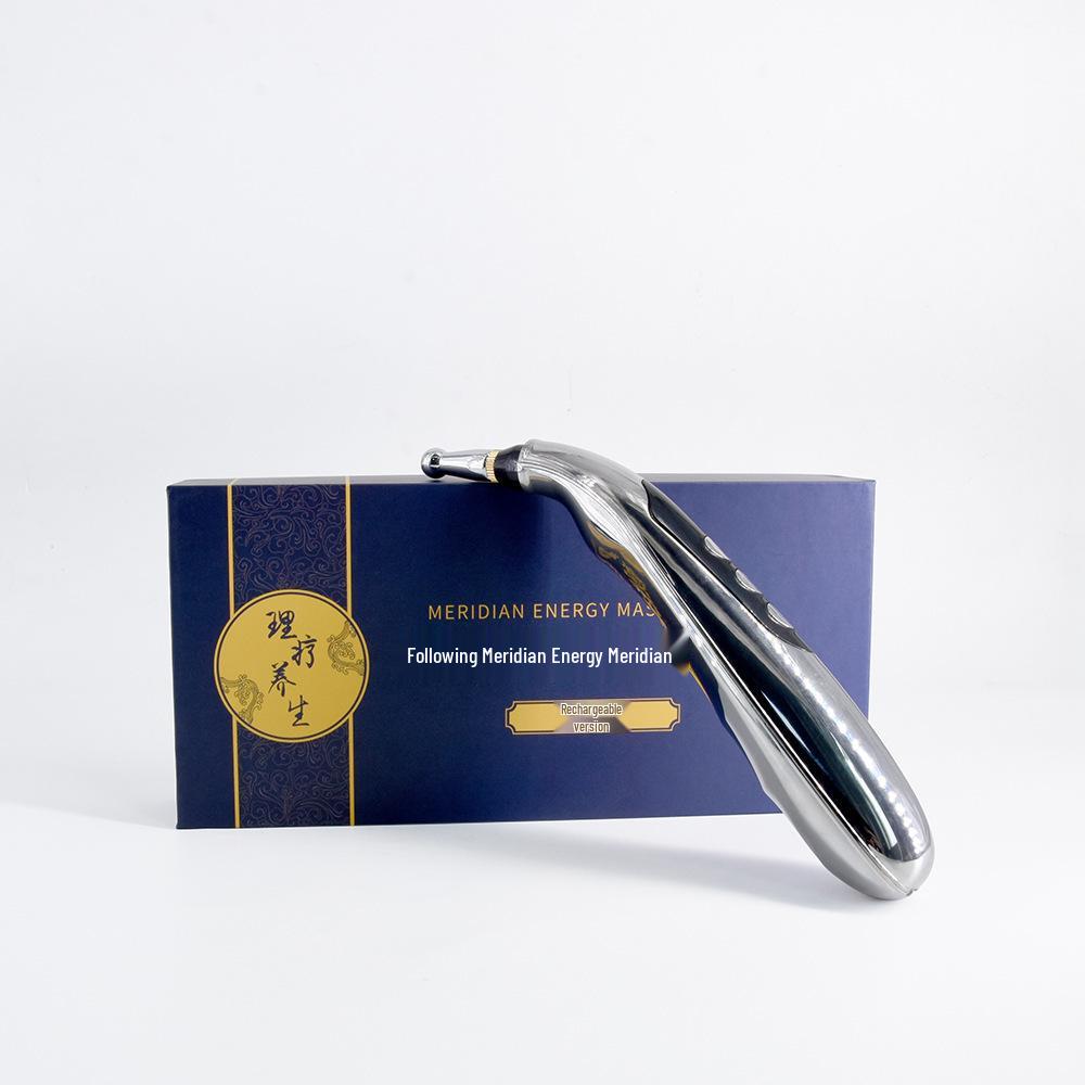 Meridian Pulse Acupressure Pen: 5-Head, 9-Level Intensity Acupuncture Massager with Red Light