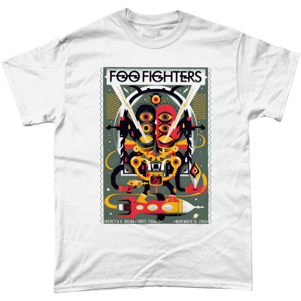 Foo Fighters Tour T-shirt Adult Men s Distressed Black Tee 100% Cotton L