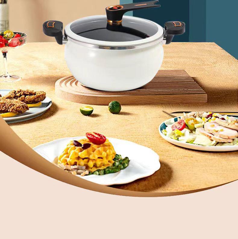 Olla a Presión y Wok de Esmalte Antiadherente de 8L - Olla para Estofado Multifuncional de Gran Capacidad