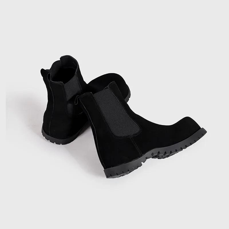 Fashion Women's Genuine Leather Marton Shoes Short Boots 2025 Winter Shoes Suede Lapel Retro Motorcycle Thick Sole Boots Add velvet