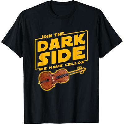 Lustiges Join The Dark Side Cellospieler Cellist T-Shirts Herren Baumwolle Humor Streetwear T-Shirt Kurzarm Unisex Lockere Kleidung