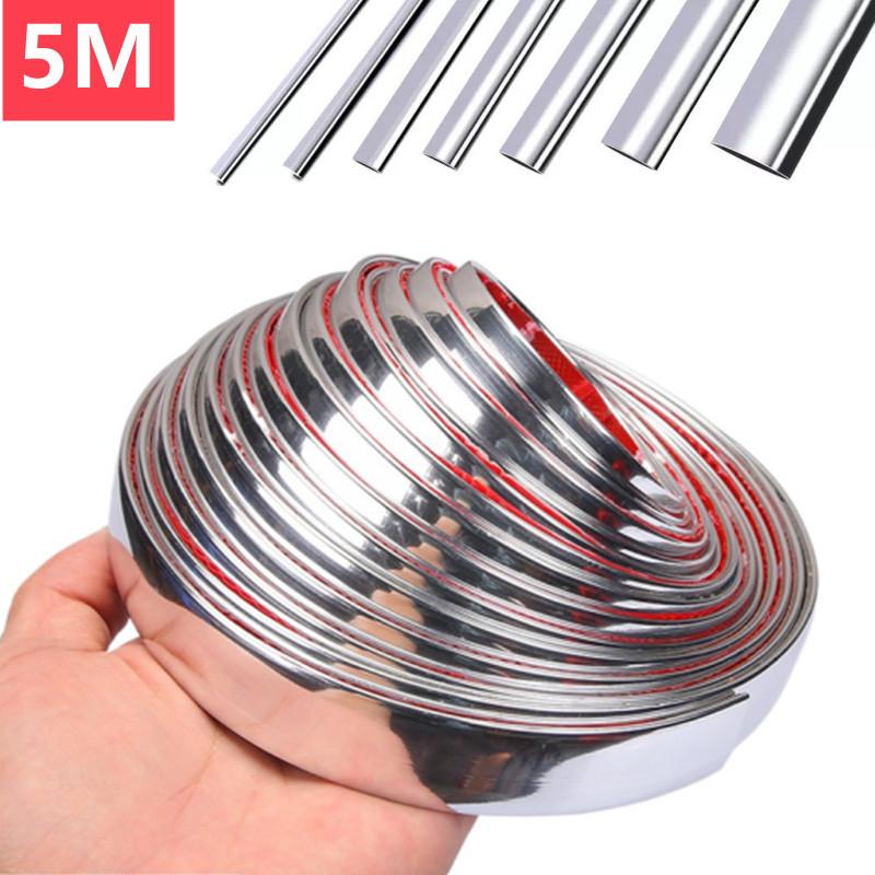 Car Chrome Strip Chrome Car Decoration Flexible Chrome Strip Universal Auto Self Adhesive Side Door Bright Strip Tape Stickers