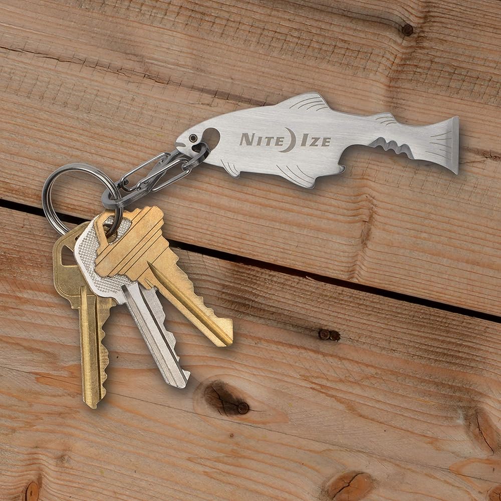 Nite Ize Doohickey Fish Key Tool Multi-Function Tool with S-Shaped Carabiner Silver