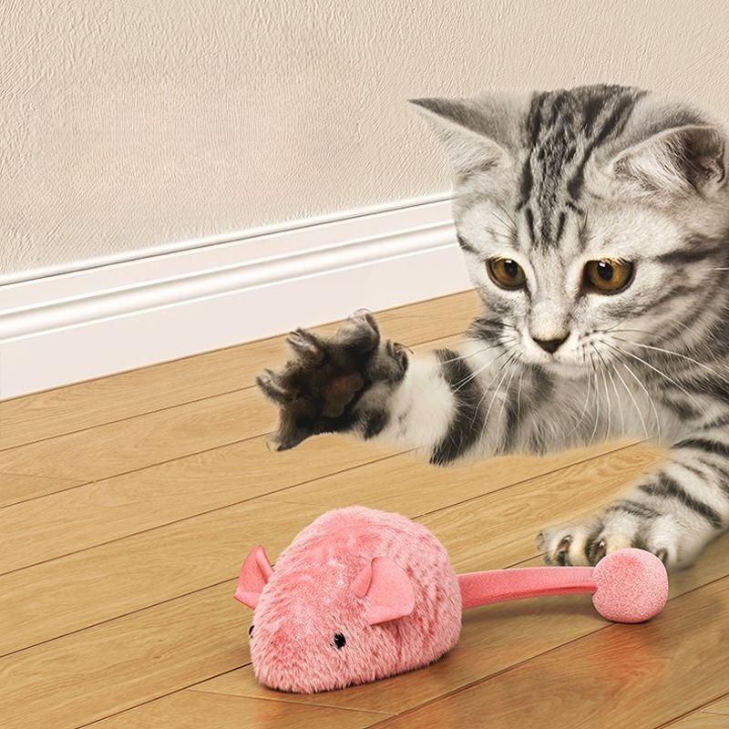 Interactive Mouse Plush Cat Chew Toy Squeaky Luminous Mice Kitten Toy Bite Resistant Teeth Cleaning Cat Toy Supplies