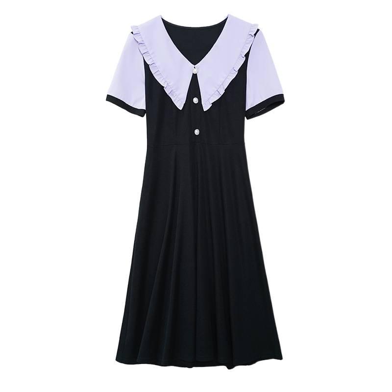 Stylish Slimming Plus Size Women's Mid-Length Summer Dress with Short Sleeves