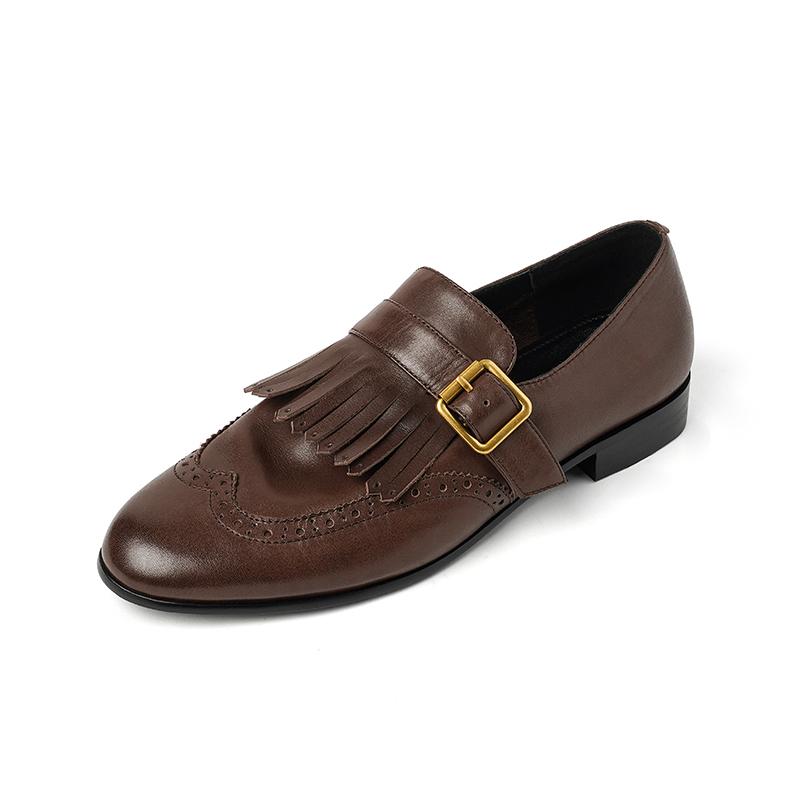 Modne Damskie Mokasyny ze Skóry Naturalnej z Frędzlami Wsuwane Płaskie Buty Loafersy Rekreacyjne Miękkie Wygodne Codzienne Buty Damskie